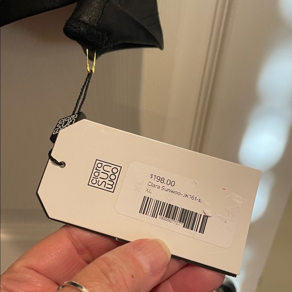 Clara SunWoo Women's Black Liquid Leather Jacket XL - Picture 4 of 7